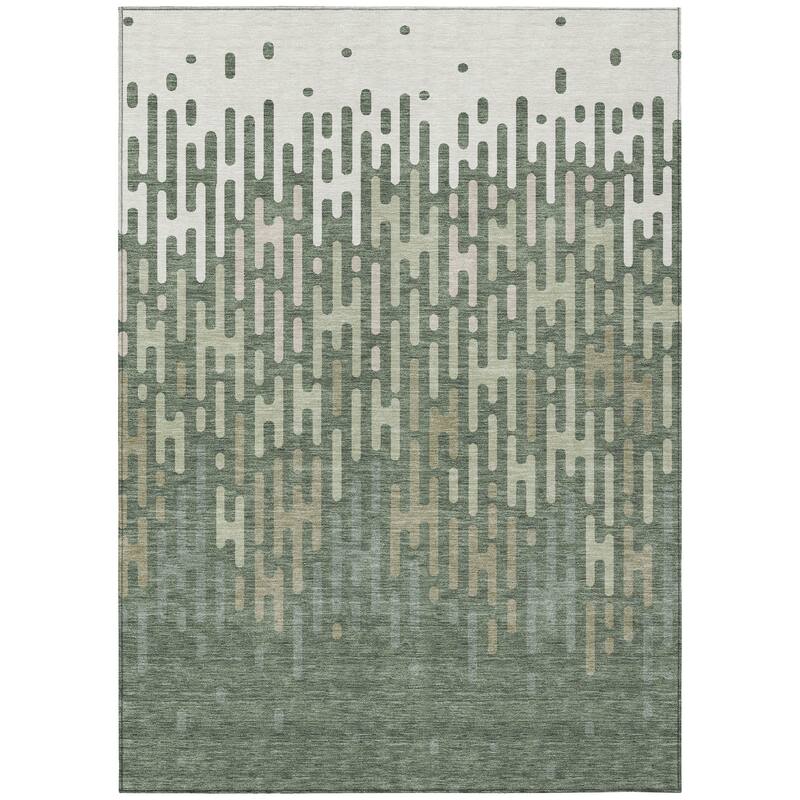 Machine Washable Indoor/ Outdoor Modern Kingman Chantille Rug