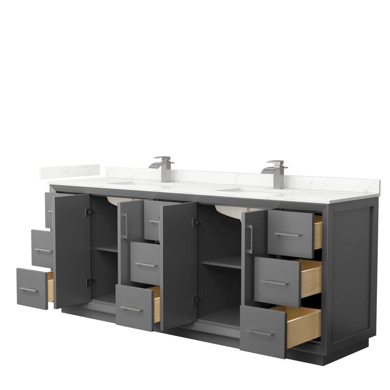 Strada 84-inch Double Vanity, Quartz Top