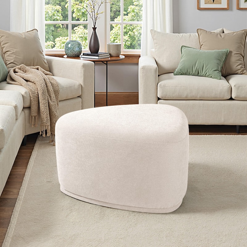 Bonnie 26"/43" W Chenille Small/ Oversized Triangular Cheese Ottoman - Small:26.4"×20"×16" - Light Sand