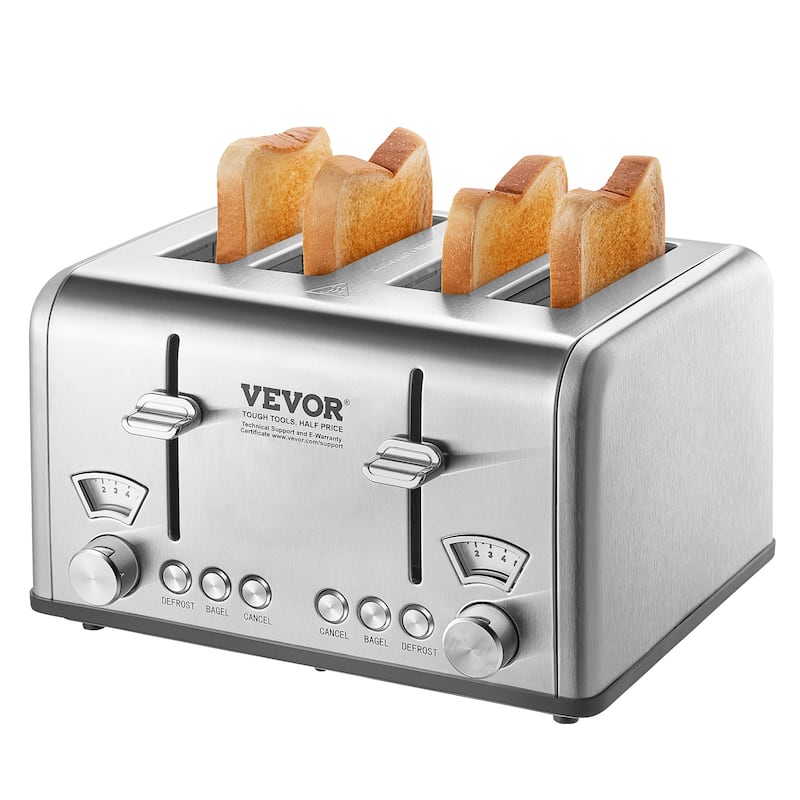 VEVOR Stainless Steel Toaster,Extra Wide Slots Toaster with Removable