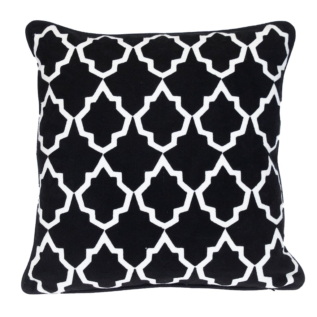 Square Cotton Geometric Throw Pillow - 20" - Black and White
