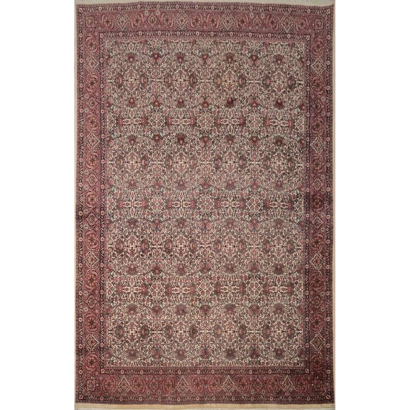 Hand Knotted Oriental 100% Wool Carpet Traditional All-Over Beige & Ivories Bidjar Area Rug - 13' 5'' X 9' 10''