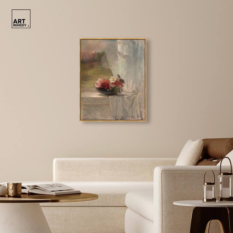 Flowers on a Window Ledge 1861 Canvas by Art Remedy