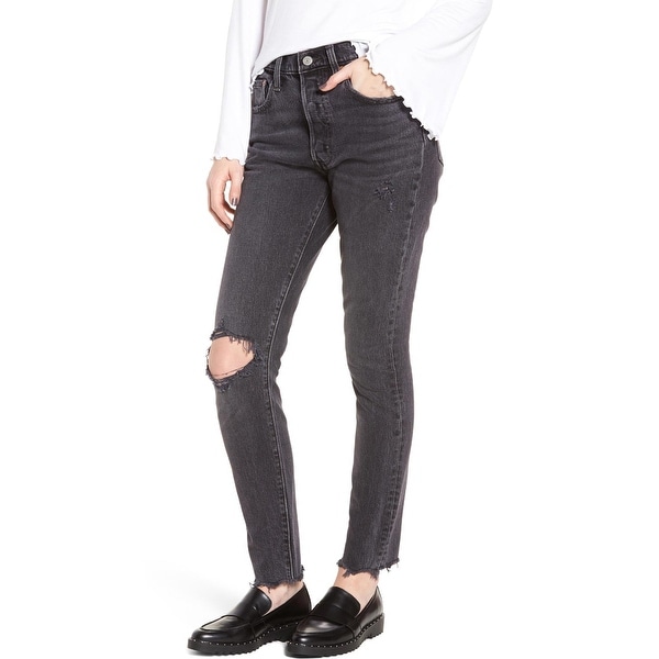 levis black ripped skinny jeans