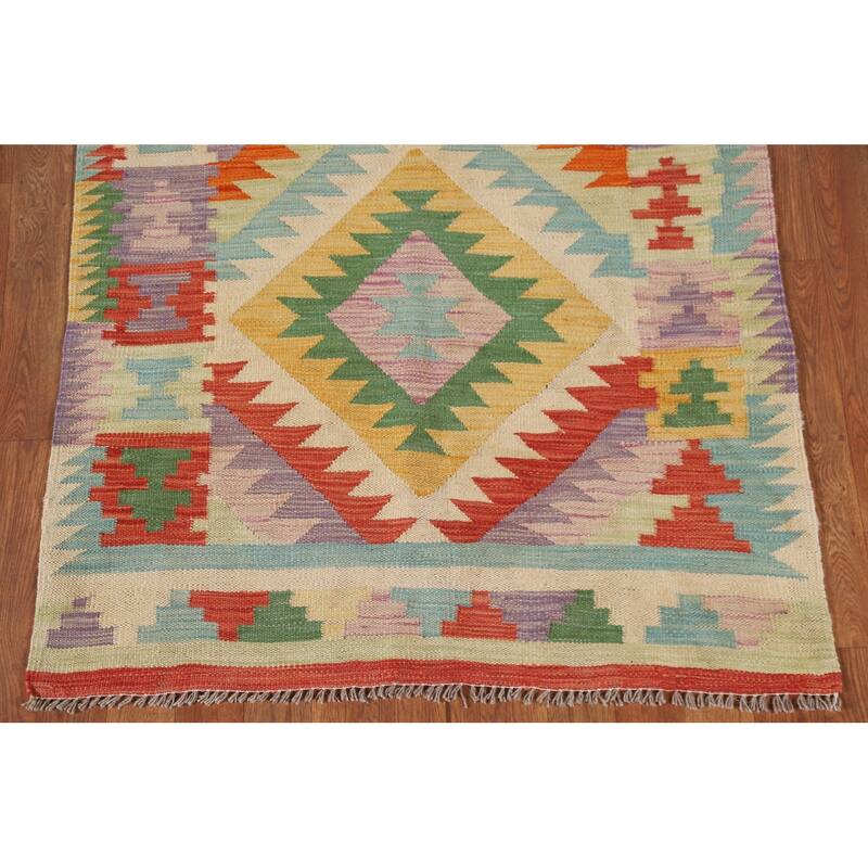 Southwestern Kilim Rug Flatweave Wool Foyer Carpet - 3'3"x 5'1"