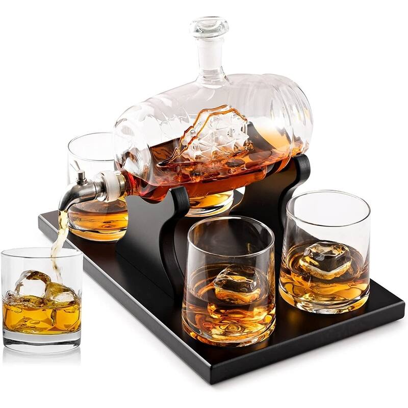 Ship in a Bottle Whiskey Decanter Set