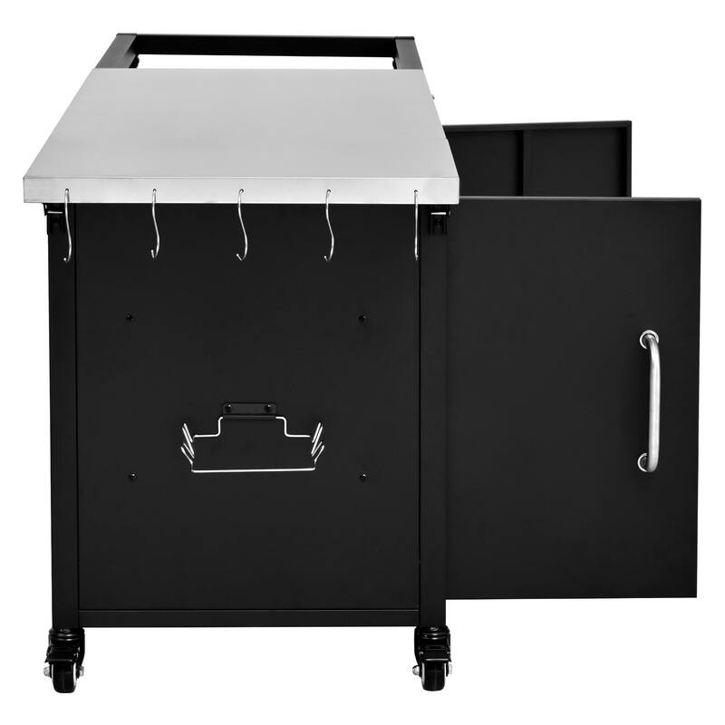 76.6" Outdoor Kitchen Island for Big Green Egg & Kamado Grills, Rolling BBQ Cart with Storage Cabinet & Drop Leaf