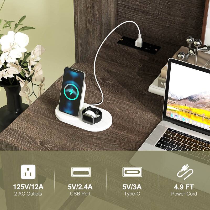 Costway Computer Desk with Hutch 2 Power Outlets USB & Type-c charging - See Details