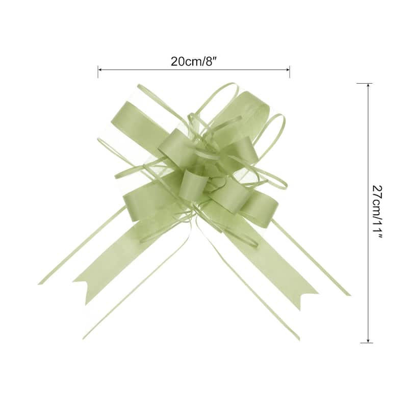 10pcs 9" Large Pull Bow Gift Wrapping Big Organza Bows Ribbon - Army Green - 11 Inch