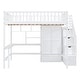 preview thumbnail 4 of 15, Multifunctional Design Loft Bed with Bookshelf, Drawers, Desk and Wardrobe, Full size, White