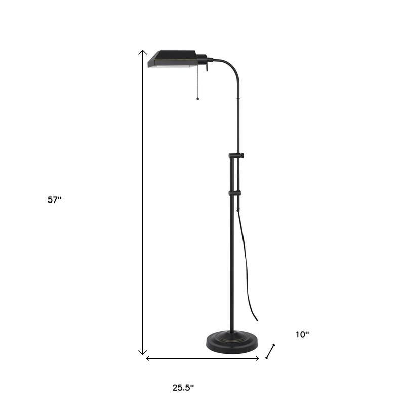 HomeRoots 57" Bronze Metal Adjustable Floor Lamp With Bronze Metal Square Shade - 25.5