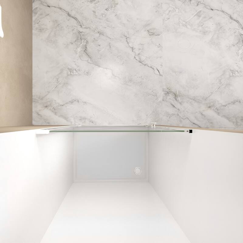 GDFStudio - Norwell Frameless Pivot Bathroom Shower Door with Tempered Glass