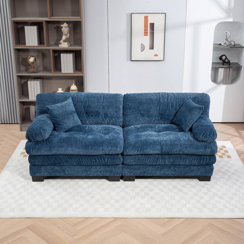 84" Upholstered 3-Seater Sofa with Memory Foam & Comfort Pillows