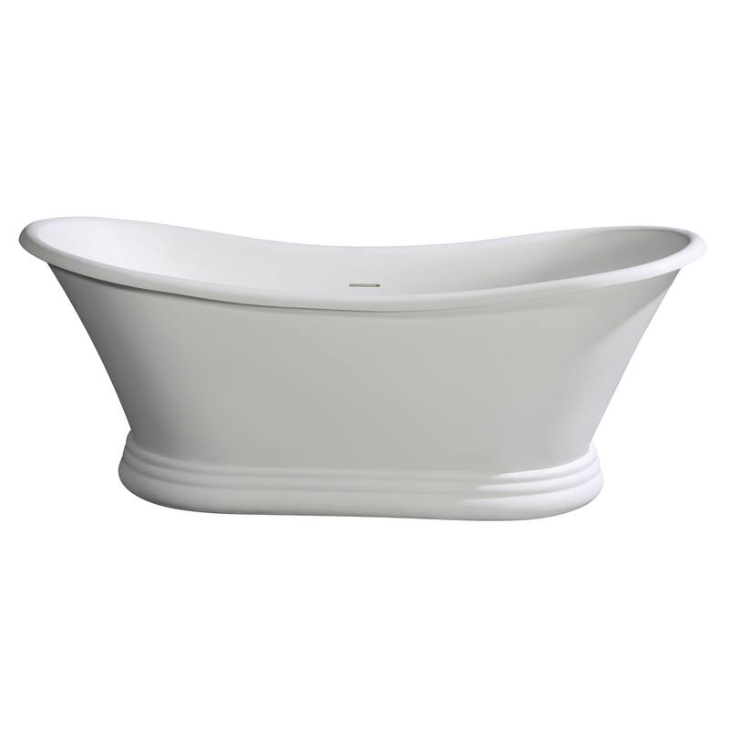 67" White Matte Pedestal Solid Surface Resin Bathtub