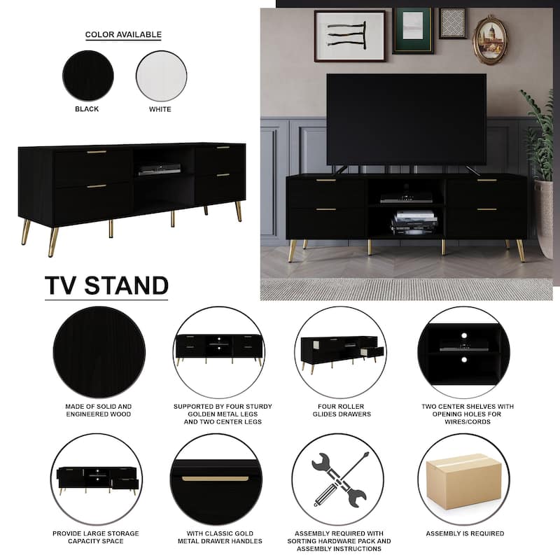 CraftPorch Elegance TV Stand Console with 2 Bookcase Living Room Set