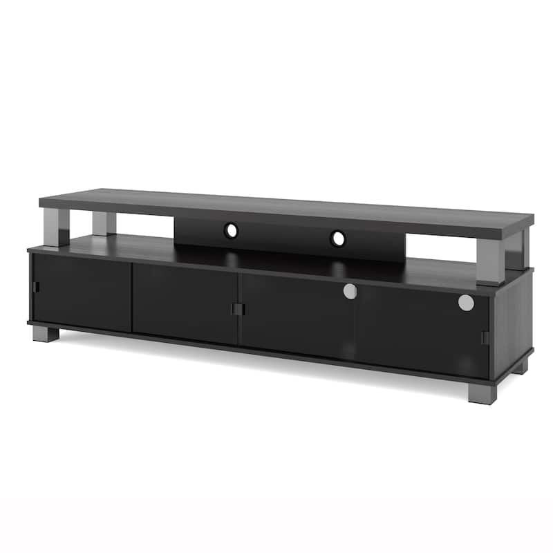 Extra-Wide TV Stand with Open and Closed Glass Storage, for TVs up to 95-Inches