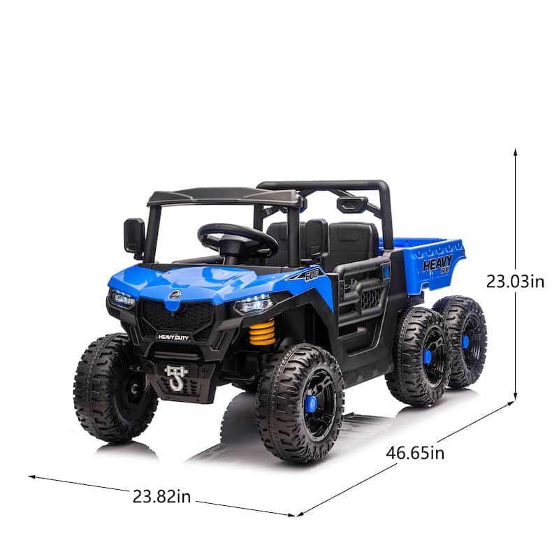 Kids Ride-On Truck with Remote Control, Blue Children's Electric Dump Truck Electric Car with LED Lights