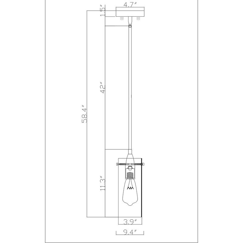 Naima Matte Black 1-Light Metal & Cylinder Glass Shade Pendant Light