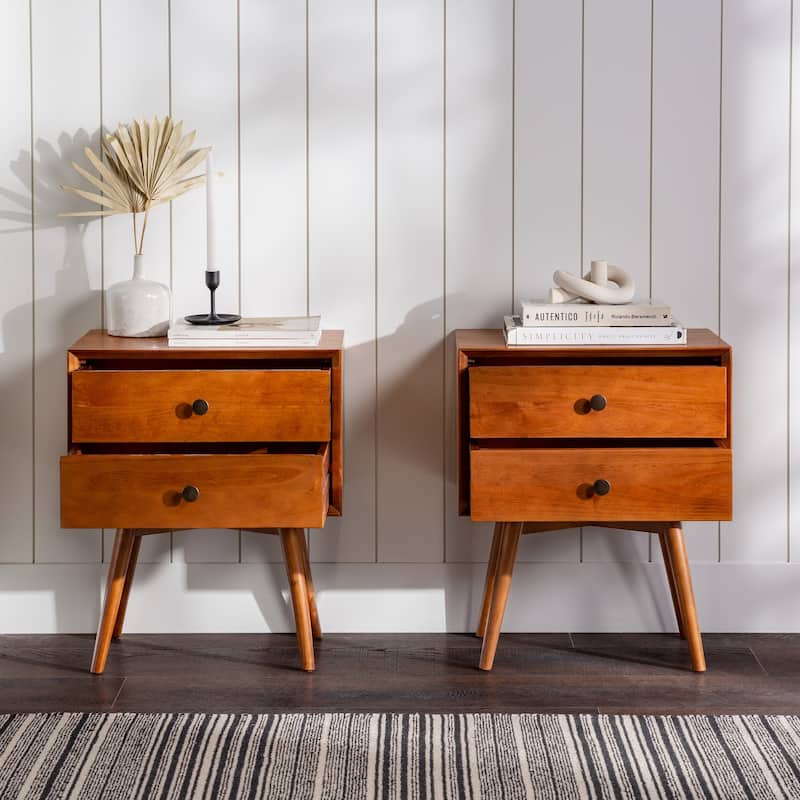 Middlebrook Mid-Century Solid Wood 2-Drawer Nightstand (Set of 2)