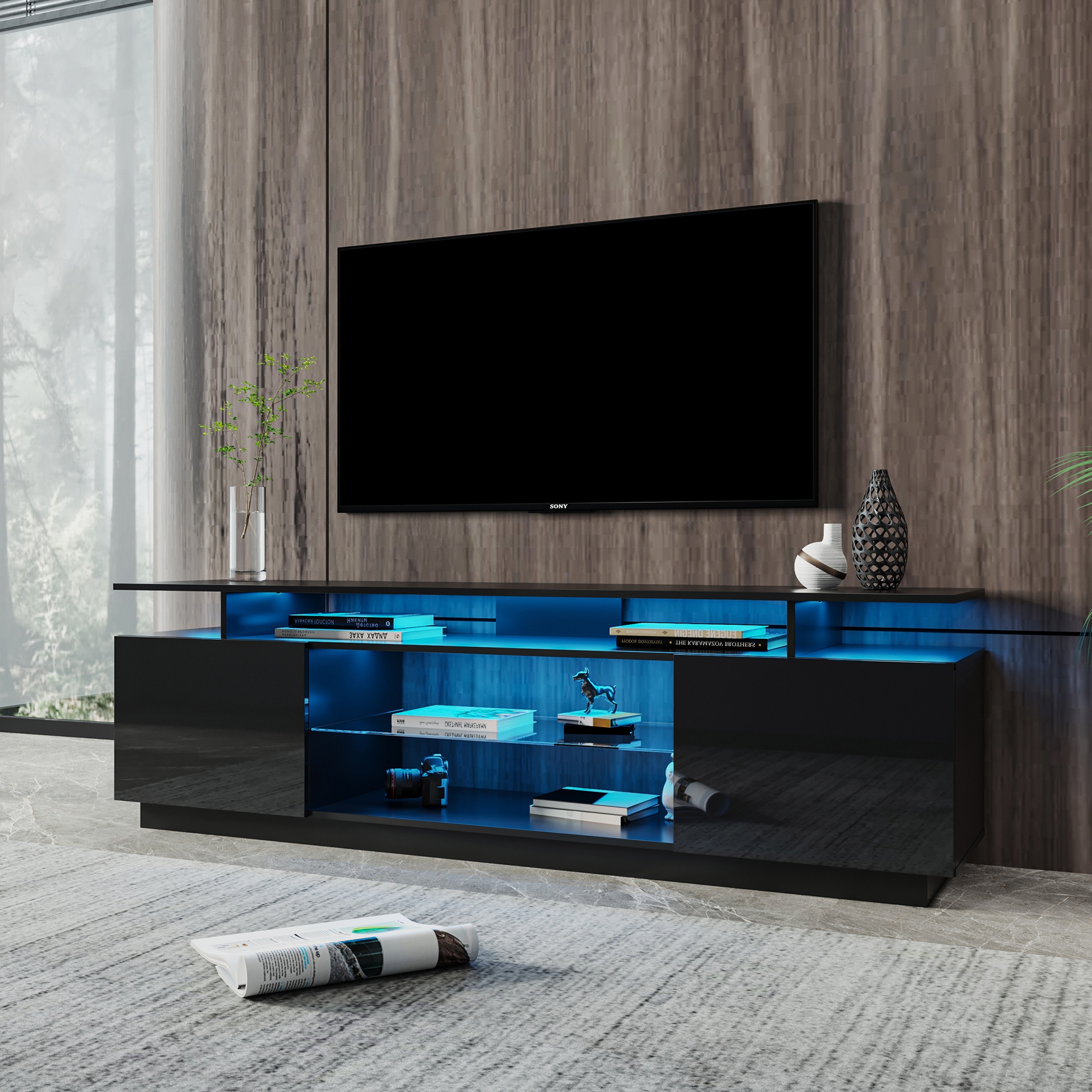 Glass front store entertainment center