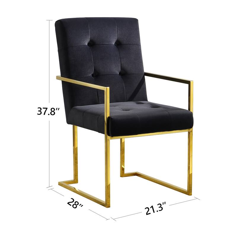 Velvet Dining Chair Tufted Design and Silver Finish Stainless Base