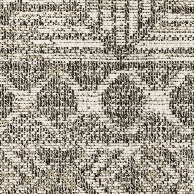 Style Haven Grayton Tribal Inspired Beige/ Black Indoor-Outdoor Fringe Edge Rug