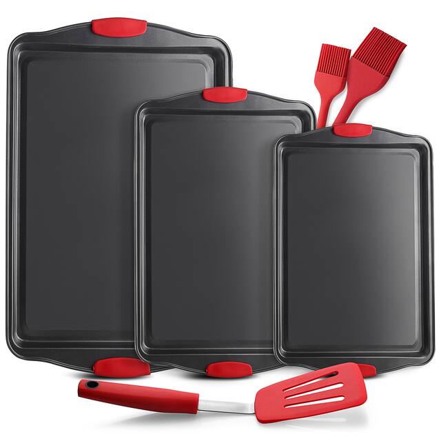 JoyTable Bakeware Set - Nonstick Bakeware Set With Silicone Handles & Utensils