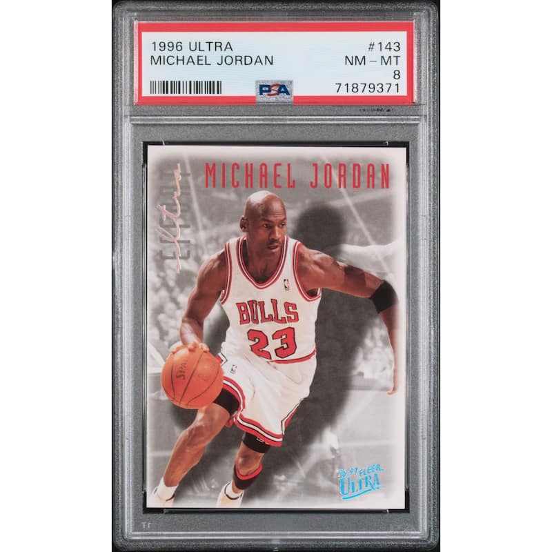 Michael Jordan 1996 Fleer Ultra Basketball Card #143 Graded PSA 8 - 8'6" x 11'6"