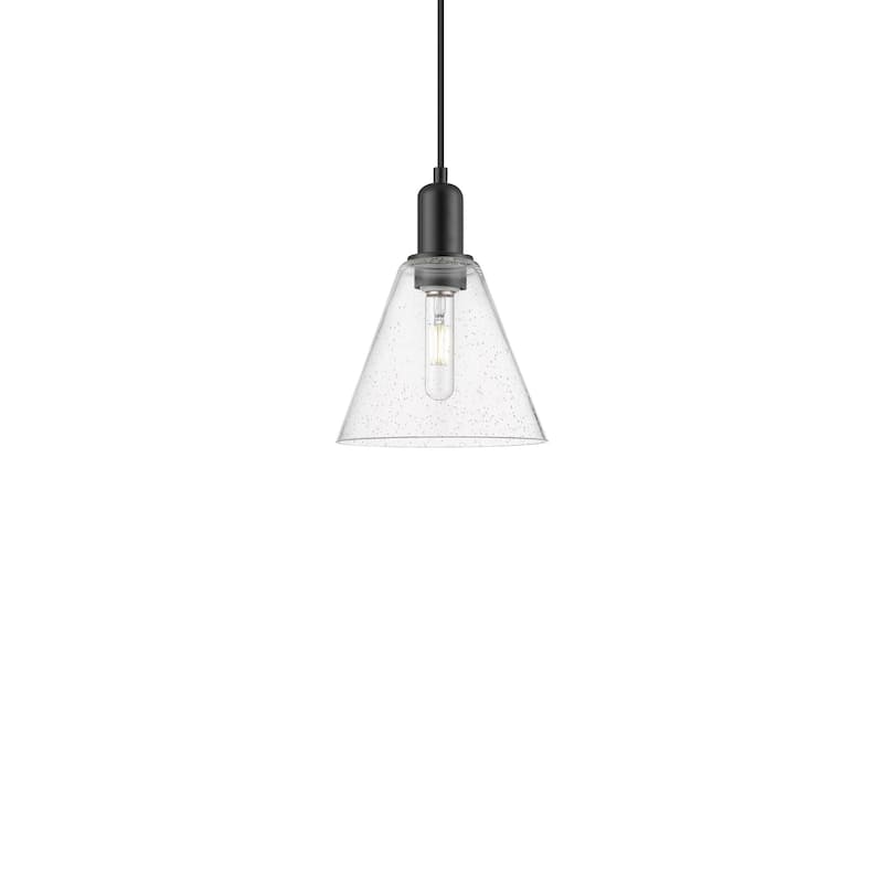 Innovations Lighting 716-1P-11-8 Berkshire Glass Pendant Berkshire - Matte Black / Seedy