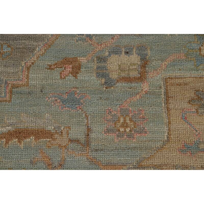Hand Knotted Oriental 100% Wool Carpet Transitional Medallion Navy Blue & Blues Oushak Area Rug - 9' 9'' X 8' 3''
