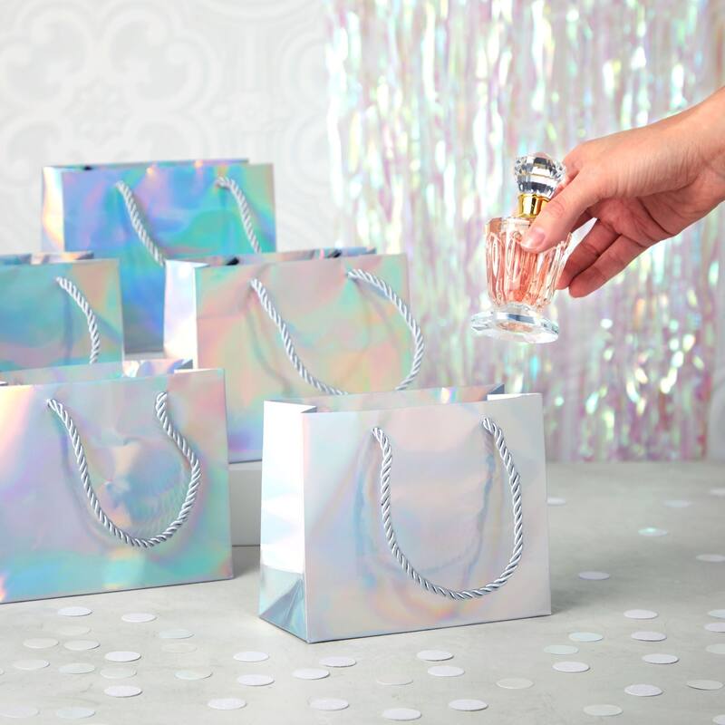 Blue Panda 24 Pack Mini Gift Bags with Handles, Small Reusable Metallic Paper Bag 6x5 x2.5"