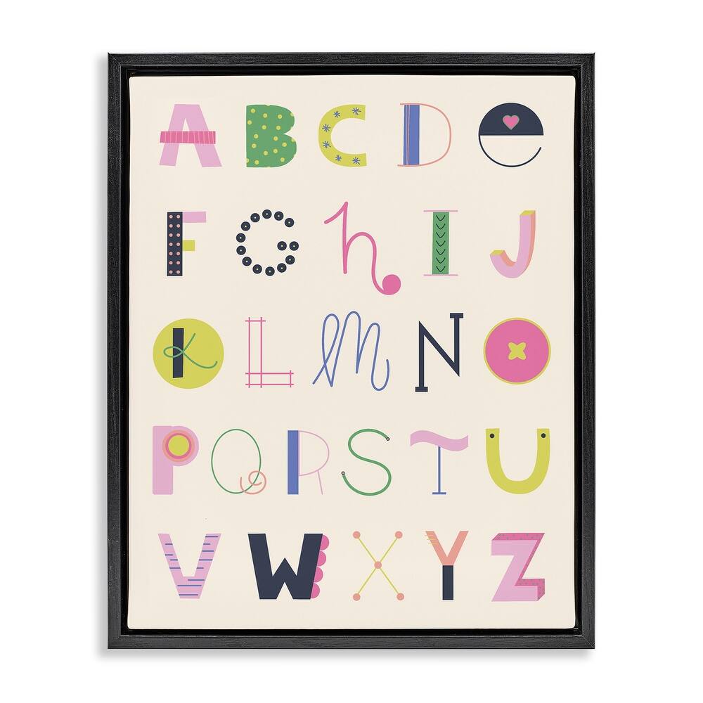 Stupell Eclectic Alphabet Letters Framed Floater Canvas Wall Art Design By Sazerelli Designs