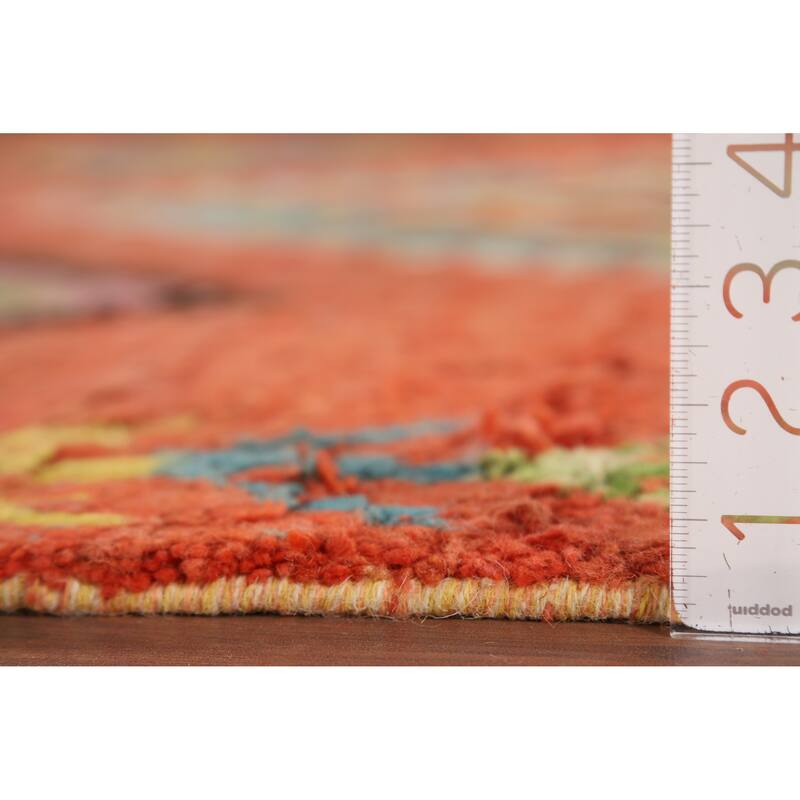 Orange Moroccan Oriental Area Rug Handmade Wool Carpet - 6'1" x 9'6"