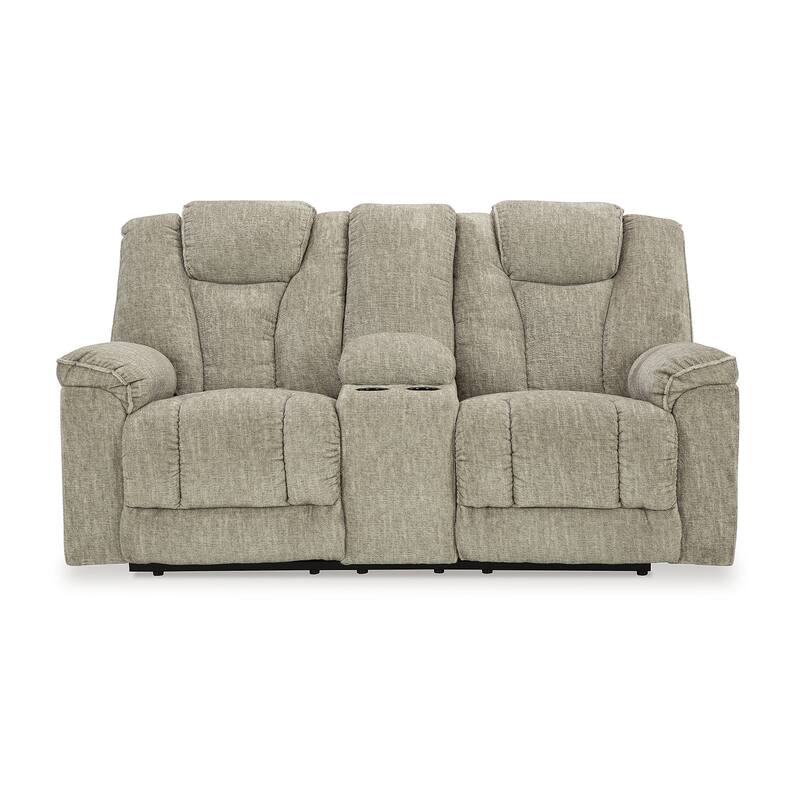 Signature Design by Ashley Hindmarsh Stone Power Reclining Loveseat with Console - 76" W x 44" D x 42" H