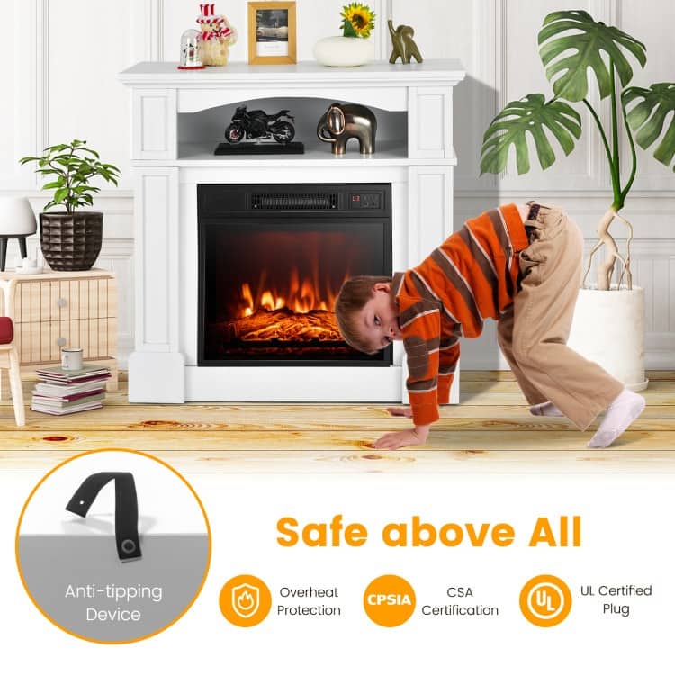 32 Inch 1400W Electric TV Stand Fireplace with Shelf - 13" x 32" x 31"(L x W x H)