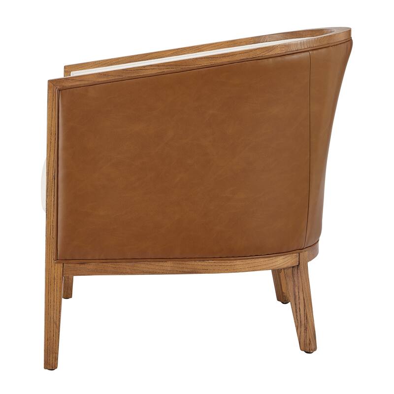 NPD Furniture Tillman Faux Leather/Linen Accent Arm Chair