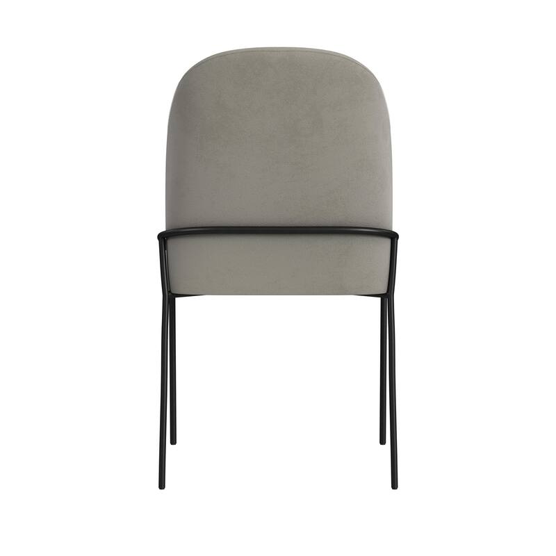 Nik Dining Chair with Curved Backrest, Matte Black Metal, Gray Velvet