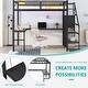 preview thumbnail 7 of 14, Full Size Metal Loft Bed with L-shaped Desk and USB, Wardrobe and Adjustable Shelf, High Loft Bed with LED for Kids Teens Adults
