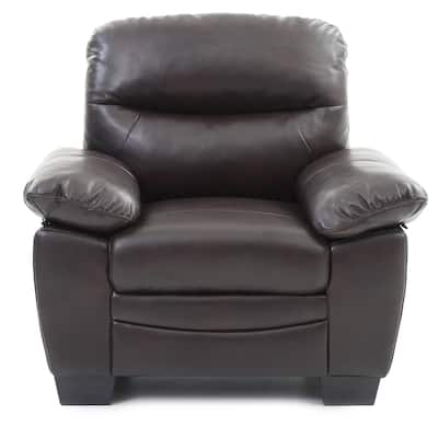 Faux Leather Upholstered Accent Chair - 39" - Brown
