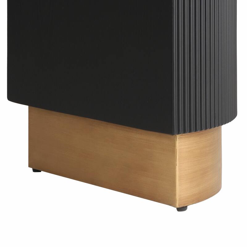 Modern Console Table with Vertical Ribbed Design, Compact Storage with Functional Drawer