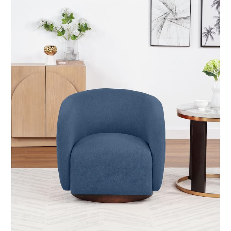 SEYNAR Modern Glam Boucle Fabric Round 360 Degree Swivel Barrel Chair