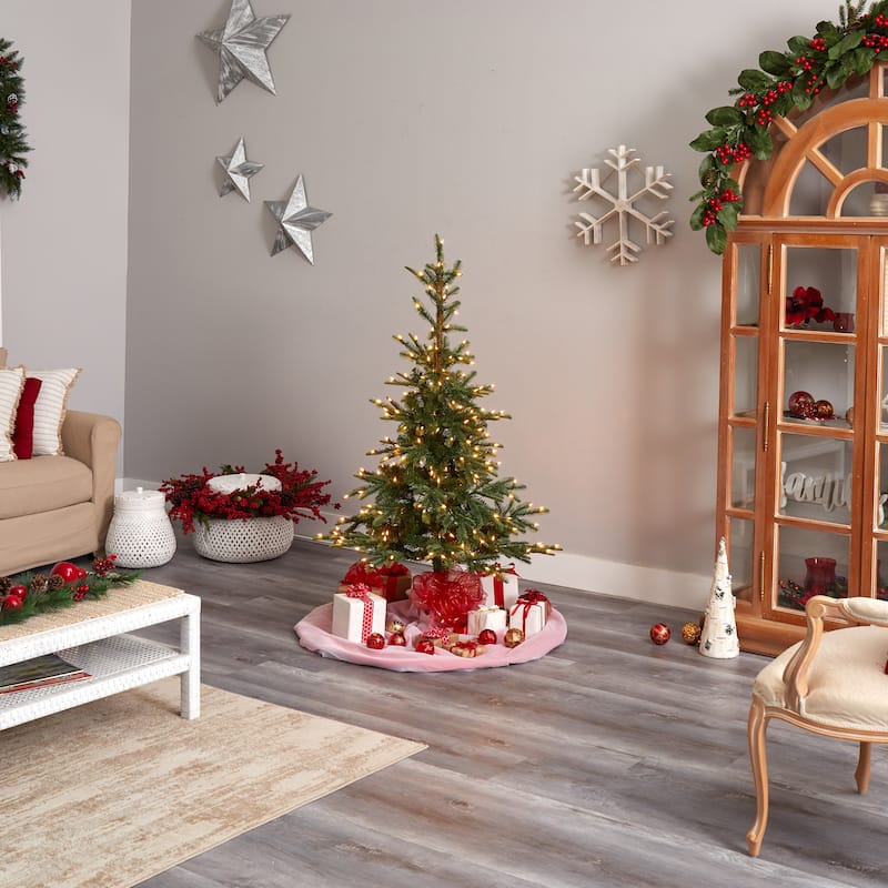 5’ Pre-Lit Layered Washington Spruce Artificial Christmas Tree, Clear LED Lights - 5 Foot