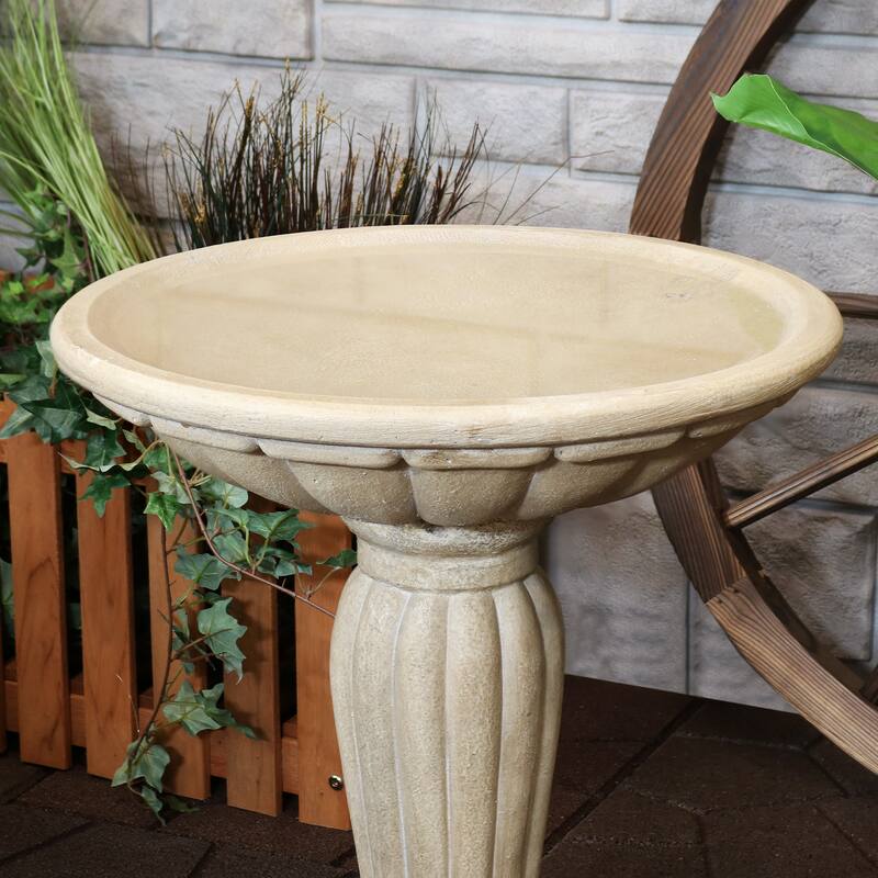 Sunnydaze Grecian Garden Reinforced Concrete Bird Bath - 20.25" H