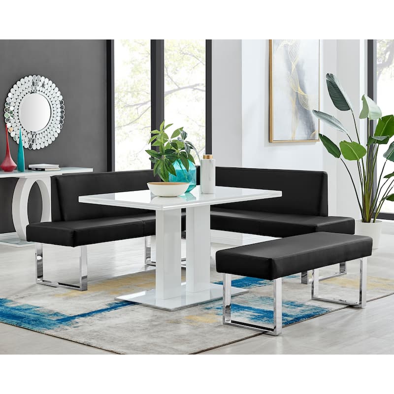 Strick & Bolton Natalia Faux Leather Corner Sofa Dining Bench