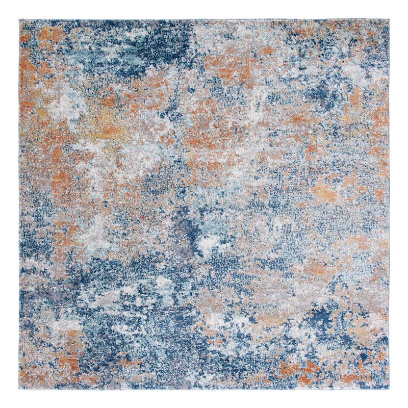 SAFAVIEH Aston Shahide Modern Abstract Rug - 6'7" Square - Navy/Gold