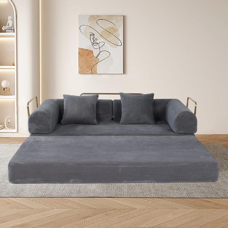 Corduroy Folding Compressed Sofa Couch with Freely Configurable Layout