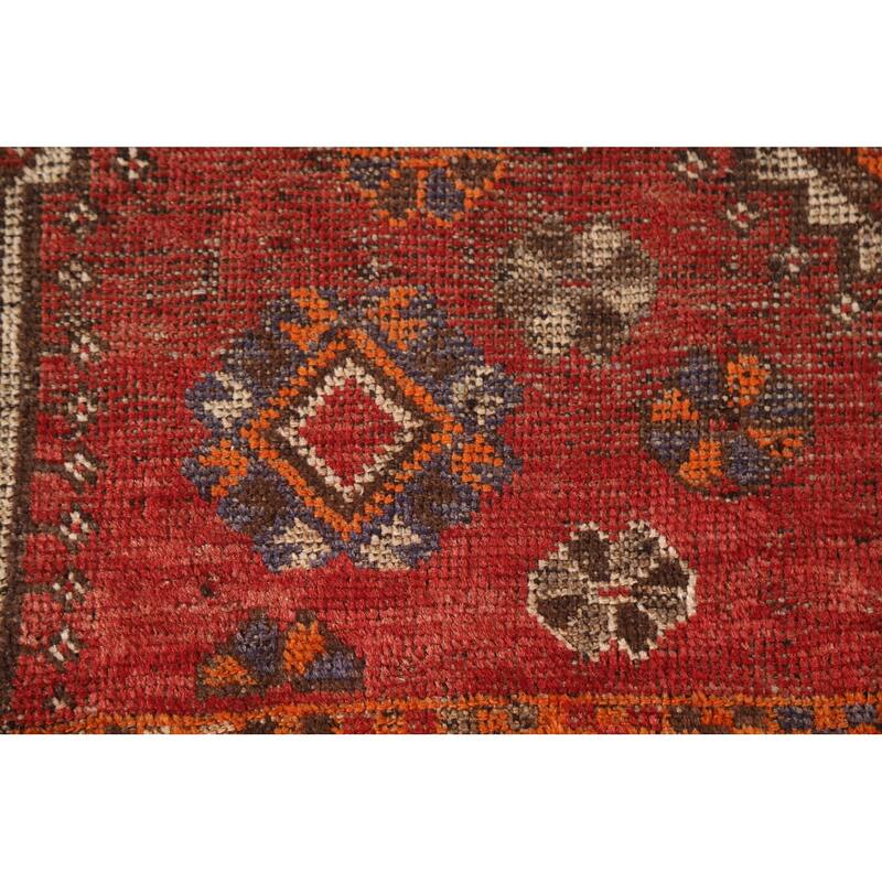 Pre-1900 Antique Qashqai Persian Rug Vegetable Dye Wool Carpet - 5'1"x 7'7"