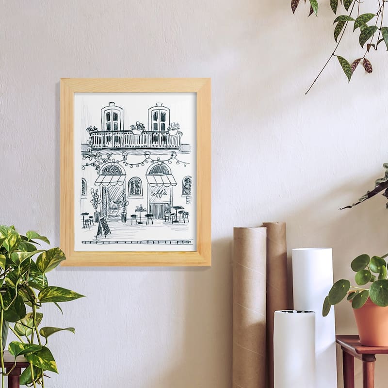 Italian Street Sketch II -Framed Print w/glass-Cherry Red