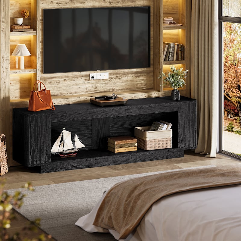 70.9-Inch TV Stand with LED Light Strip, Entertainment Center Television Console Media Storage Table Accent Cabinet