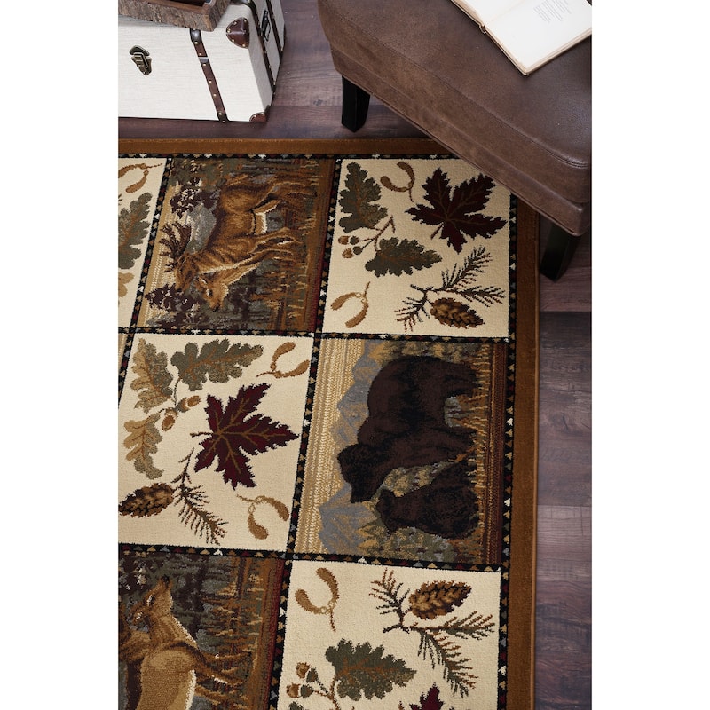 Natural Lodge Novelty Graphic Indoor Area Rug